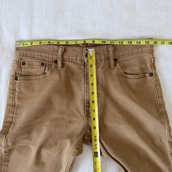 Levi's 513 Mens Khaki Tan Denim Slim Straight Jeans Size 30x32 Neutral Classic - Picture 4 of 14